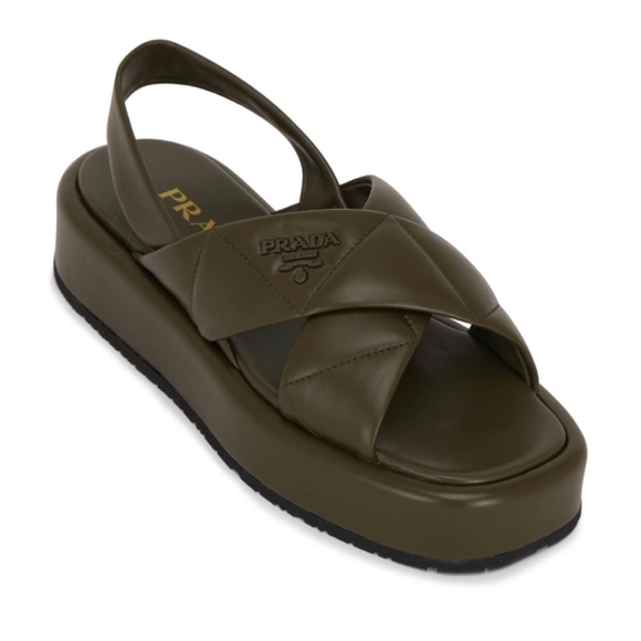 Prada Platform Slingback Sandal in Olive Green - Picture 3 of 11